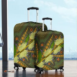 Australia Flowers Aboriginal Aboriginal Dot Art Of Australian Native Flower Hakea Sericea Luggage Cover