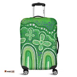 Australia Aboriginal Dot painting illustration in Aboriginal style Green Luggage Cover