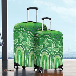 Australia Aboriginal Dot painting illustration in Aboriginal style Green Luggage Cover