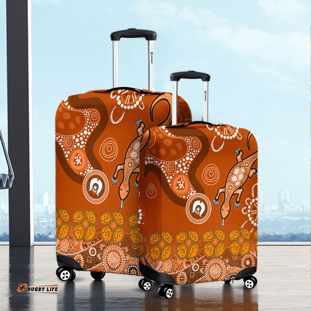 Australia Goanna Aboriginal Indigenous Dot Goanna (Orange) Luggage Cover