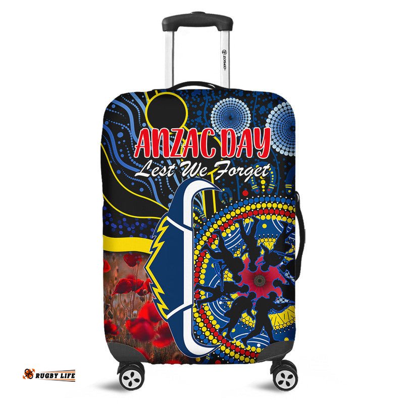 Cowboys Rugby ANZAC Luggage Cover Aboriginal Military and Poppy Flowers