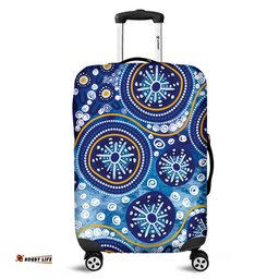 Australia Blue Background With Traditional Aboriginal Dot Decoration Luggage Cover