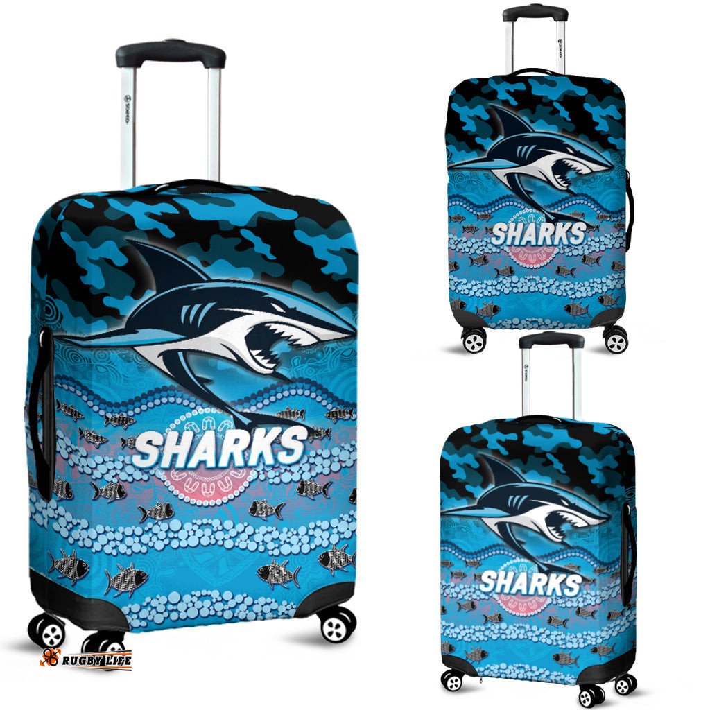 Sharks Rugby ANZAC Day Camouflage Indigenous Art Luggage Covers