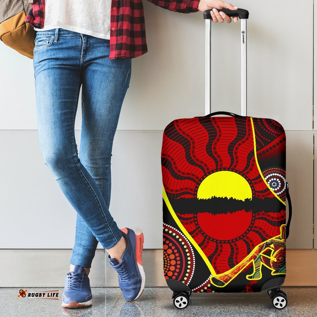 Luggage Cover Australia Aboriginal Dots With Didgeridoo