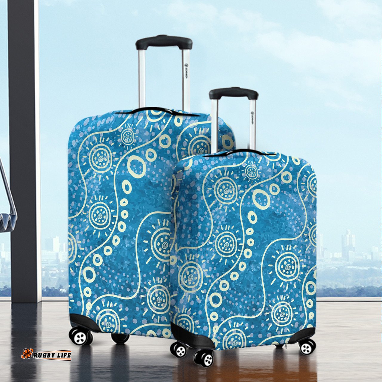 Australia Aboriginal River Scene in Aboriginal Dot Art Style Luggage Cover
