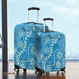 Australia Aboriginal River Scene in Aboriginal Dot Art Style Luggage Cover