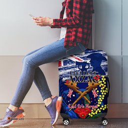 Australia And New Zealand ANZAC Day Luggage Cover Lest We Forget Silver Fern With Golden Wattle
