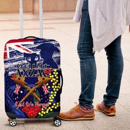 Australia And New Zealand ANZAC Day Luggage Cover Lest We Forget Silver Fern With Golden Wattle