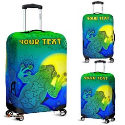 Custom Aboriginal Luggage Covers Indigenous Frog Blue
