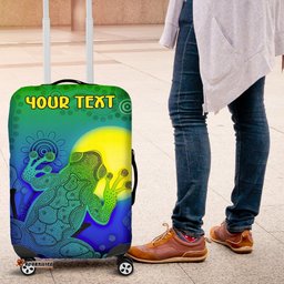 Custom Aboriginal Luggage Covers Indigenous Frog Blue
