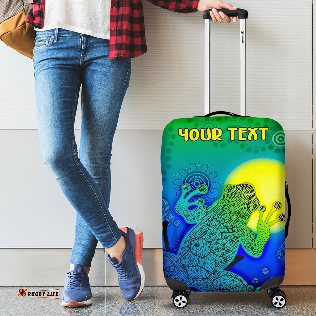 Custom Aboriginal Luggage Covers Indigenous Frog Blue