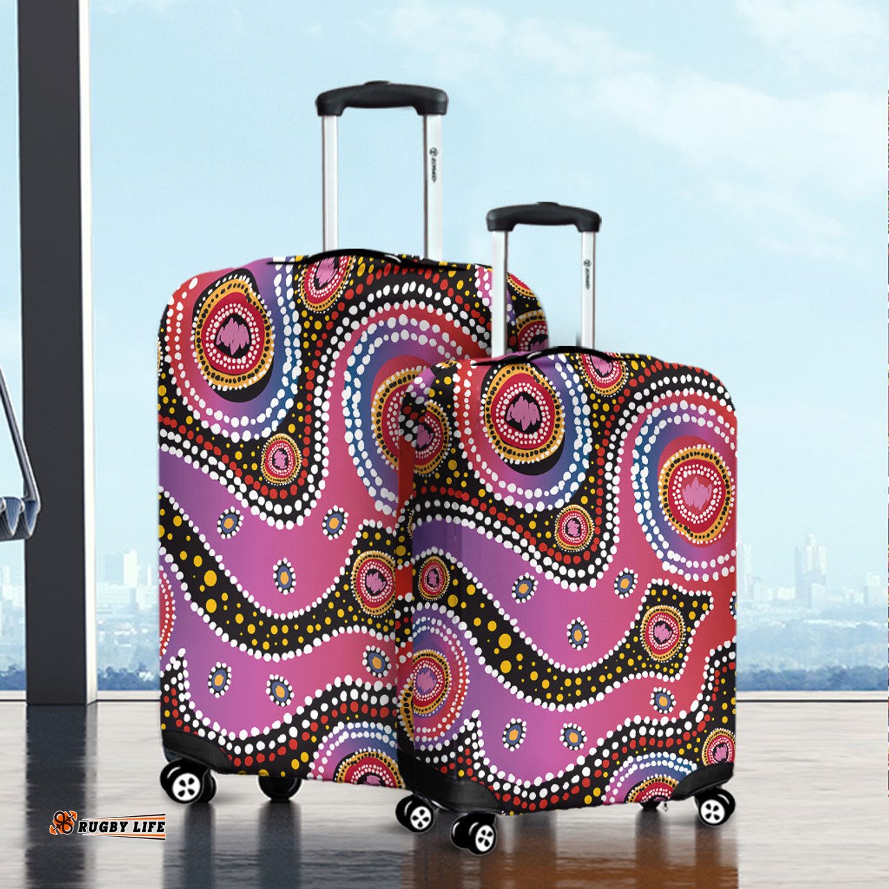 Australia Aboriginal Aboriginal Background Featuring Dot Design Luggage Cover