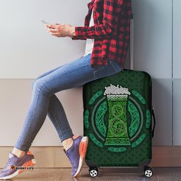 Beer Cup Pattern And Celtic Circle Green Luggage Cover