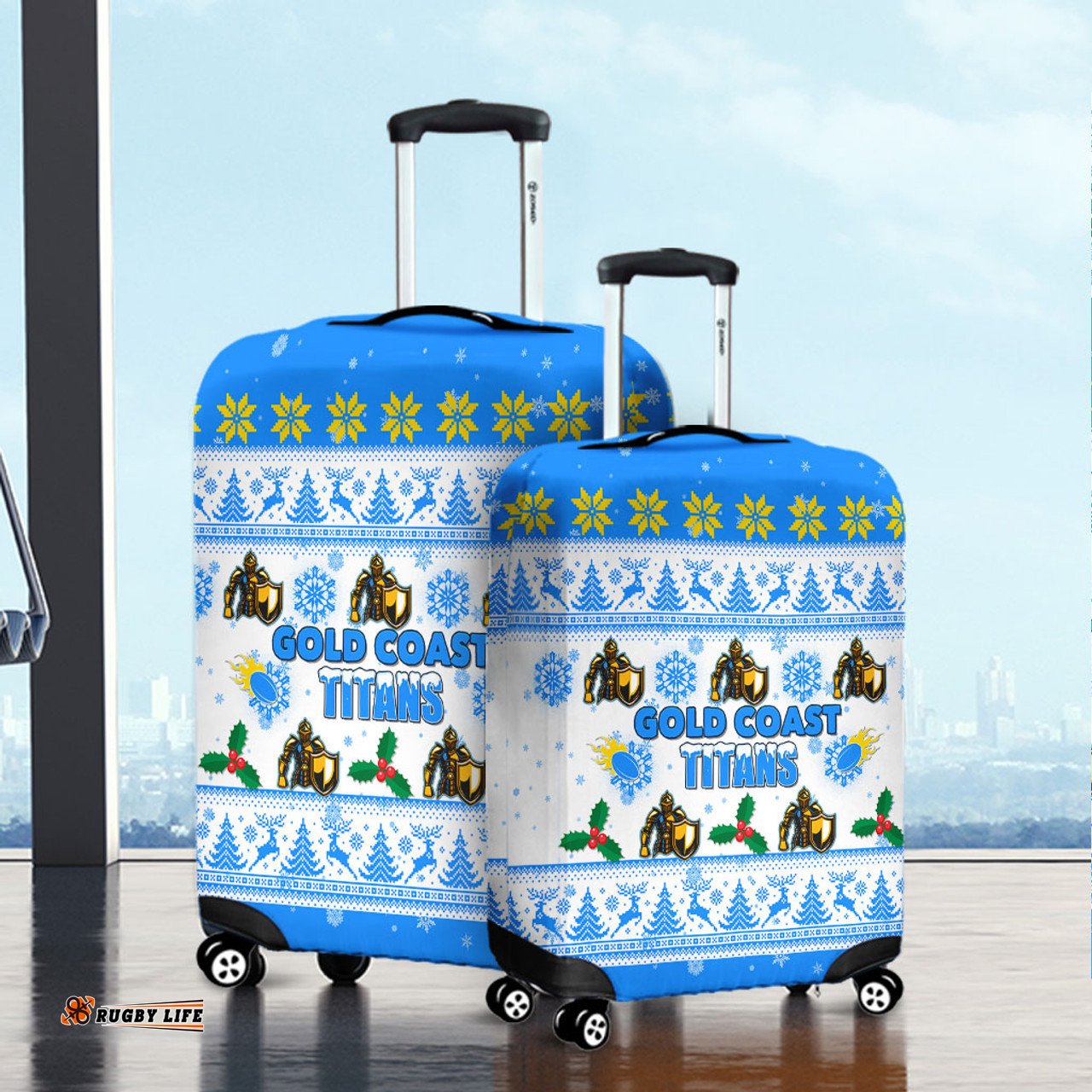 Gold Coast Titans Christmas Gold Coast Titans Special Ugly Christmas Luggage Cover