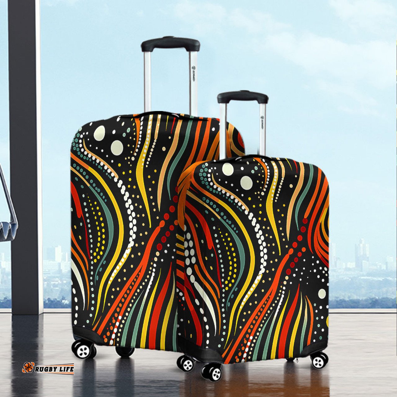 Australia Aboriginal Traditional Australian Aboriginal Native Design (Black) Luggage Cover