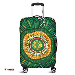 Australia Aboriginal Green Aboriginal Style Dot Painting Luggage Cover