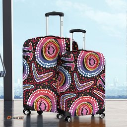 Australia Dot Painting Inspired Aboriginal Boomerang From Aboriginal Art Luggage Cover