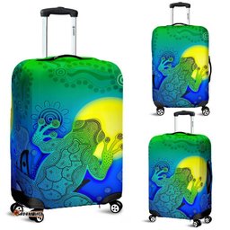 Aboriginal Luggage Covers Indigenous Frog Blue