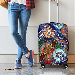 Custom NAIDOC Week 2024 Western Bulldogs Luggage Cover Australia Aboriginal Dot Painting