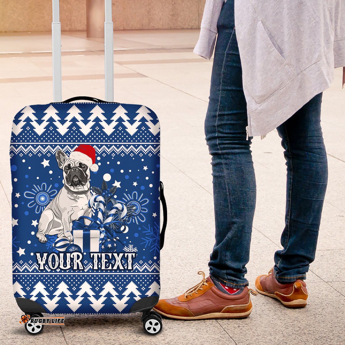 Custom Bulldogs Rugby Luggage Cover Christmas Vibe