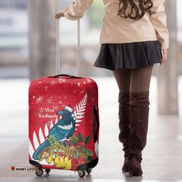 New Zealand Christmas In July Luggage Cover Tui Bird With Kowhai Meri Kirihimete