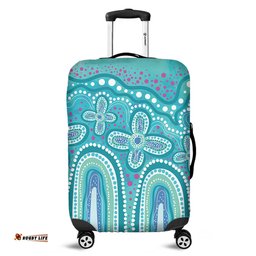 Australia Aboriginal Dot painting illustration in Aboriginal style Turquoise Luggage Cover