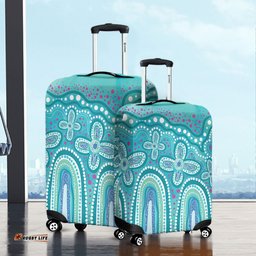 Australia Aboriginal Dot painting illustration in Aboriginal style Turquoise Luggage Cover