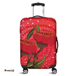 Australia Aboriginal Red Aboriginal Art With Eucalyptus Flowers Luggage Cover