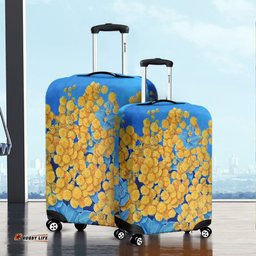 Australia Golden Wattle Golden Wattle Blue Background Oil Painting Art Luggage Cover