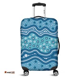 Australia Traditional Aboriginal Dot Patterns Blue Background Luggage Cover