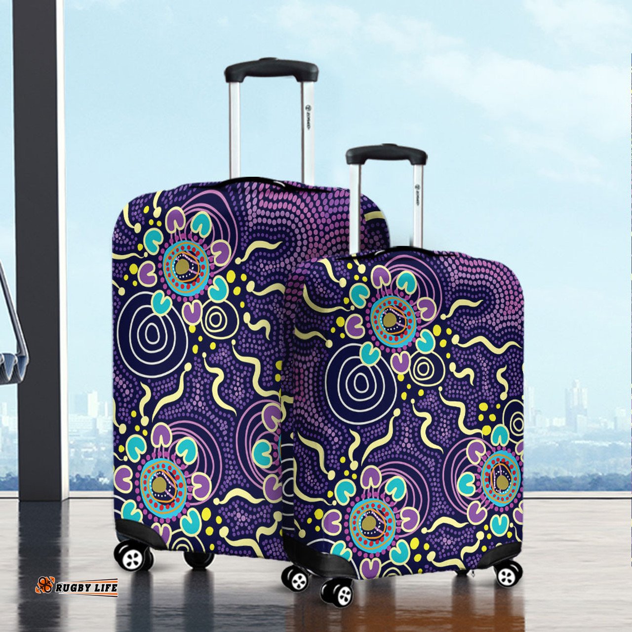 Australia Aboriginal Purple Painting With Aboriginal Inspired Dot Luggage Cover