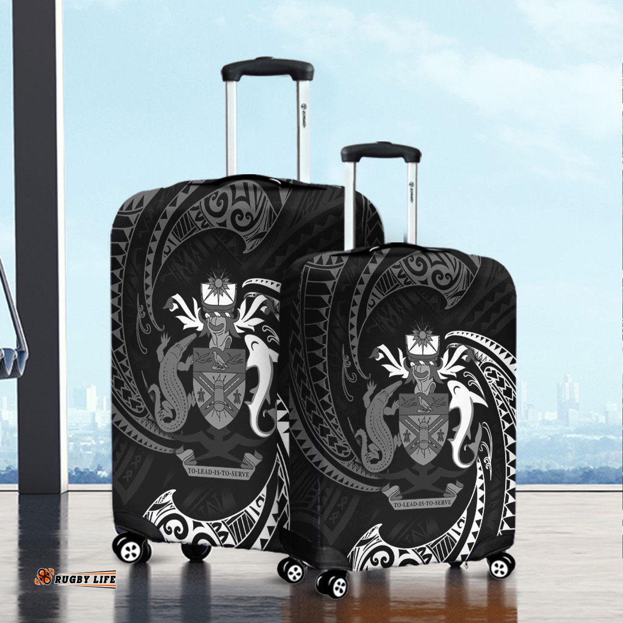 Australia South Sea Islanders Solomon Islands White Tribal Wave Pattern Luggage Cover