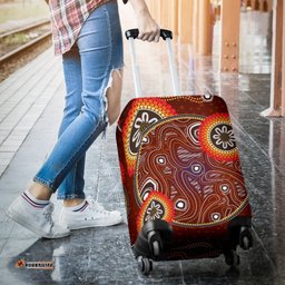 Luggage Cover - Aboriginal Dot Painting Suitcase Earth