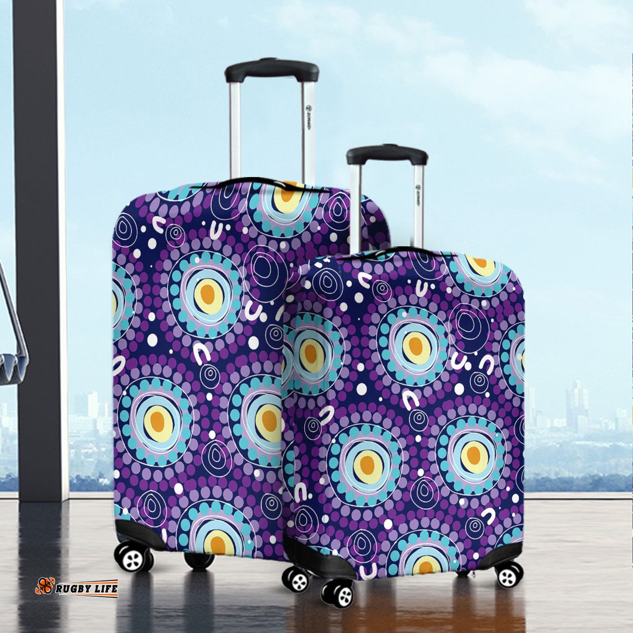 Australia Aboriginal Purple Abstract Seamless Pattern With Aboriginal Inspired Luggage Cover