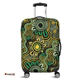 Australia Aboriginal Aboriginal Art Style Green Background Luggage Cover