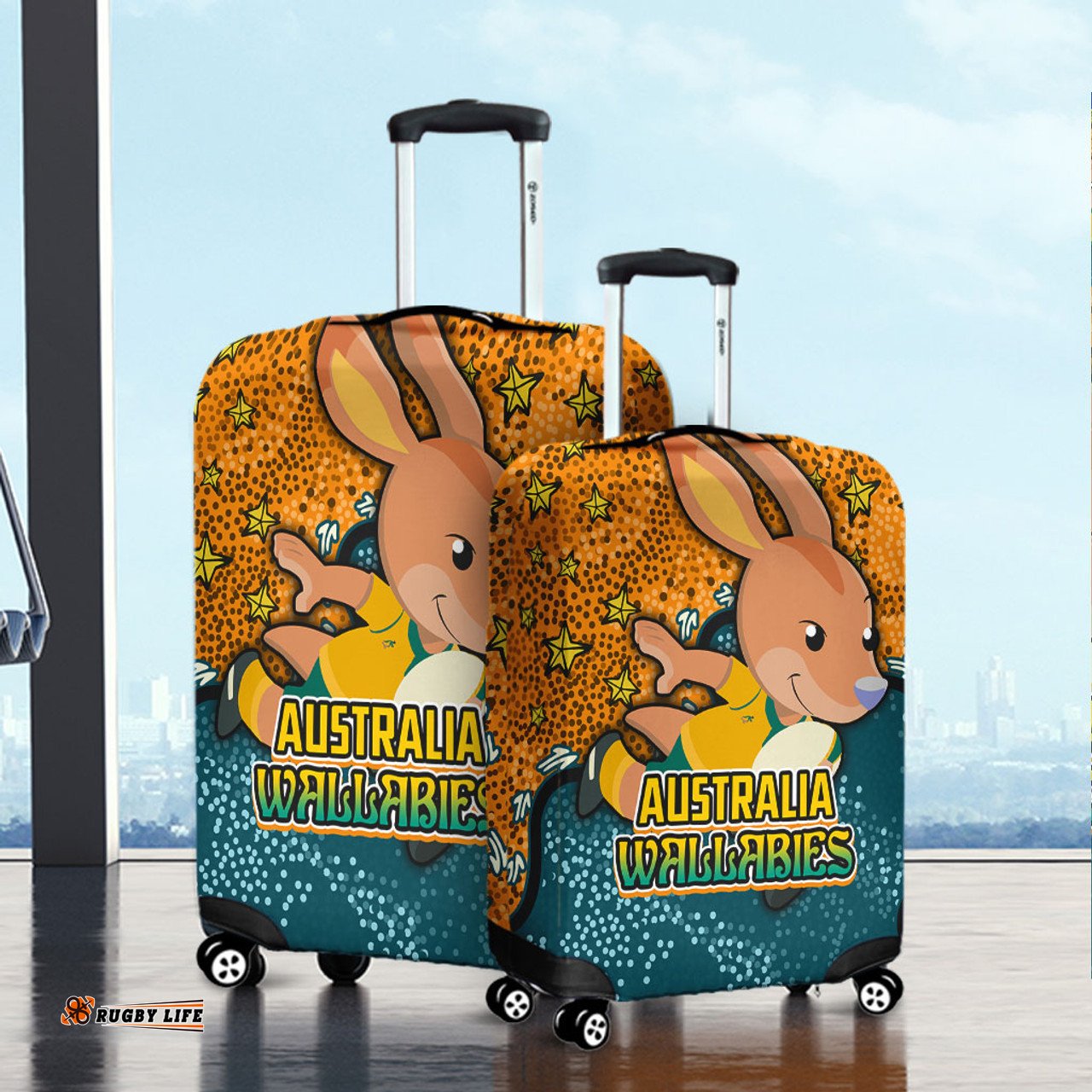 Australia Wallabies Custom Team With Dot And Star Patterns For Tough Fan Luggage Cover