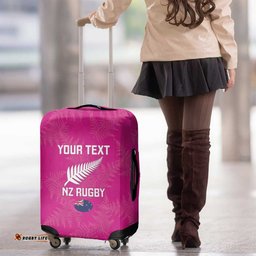 Custom New Zealand Silver Fern Rugby Luggage Cover Go Aotearoa Pink Version