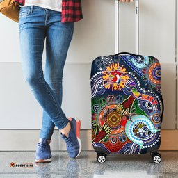 Personalised Roosters NAIDOC Week 2024 Luggage Cover Australia Aboriginal Dot Painting