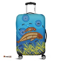 Australia Aboriginal Mother And Baby Dugong Aboriginal Art Inspired Luggage Cover
