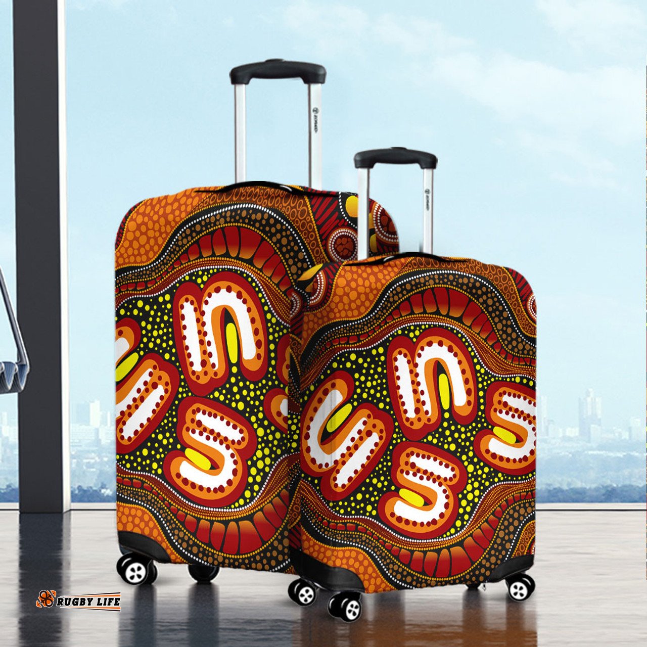 Australia Aboriginal Artwork Illustration With Dot Art Luggage Cover