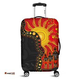 Australia Indigenous Dot Painting Inspired By The Aboriginal Flag Luggage Cover