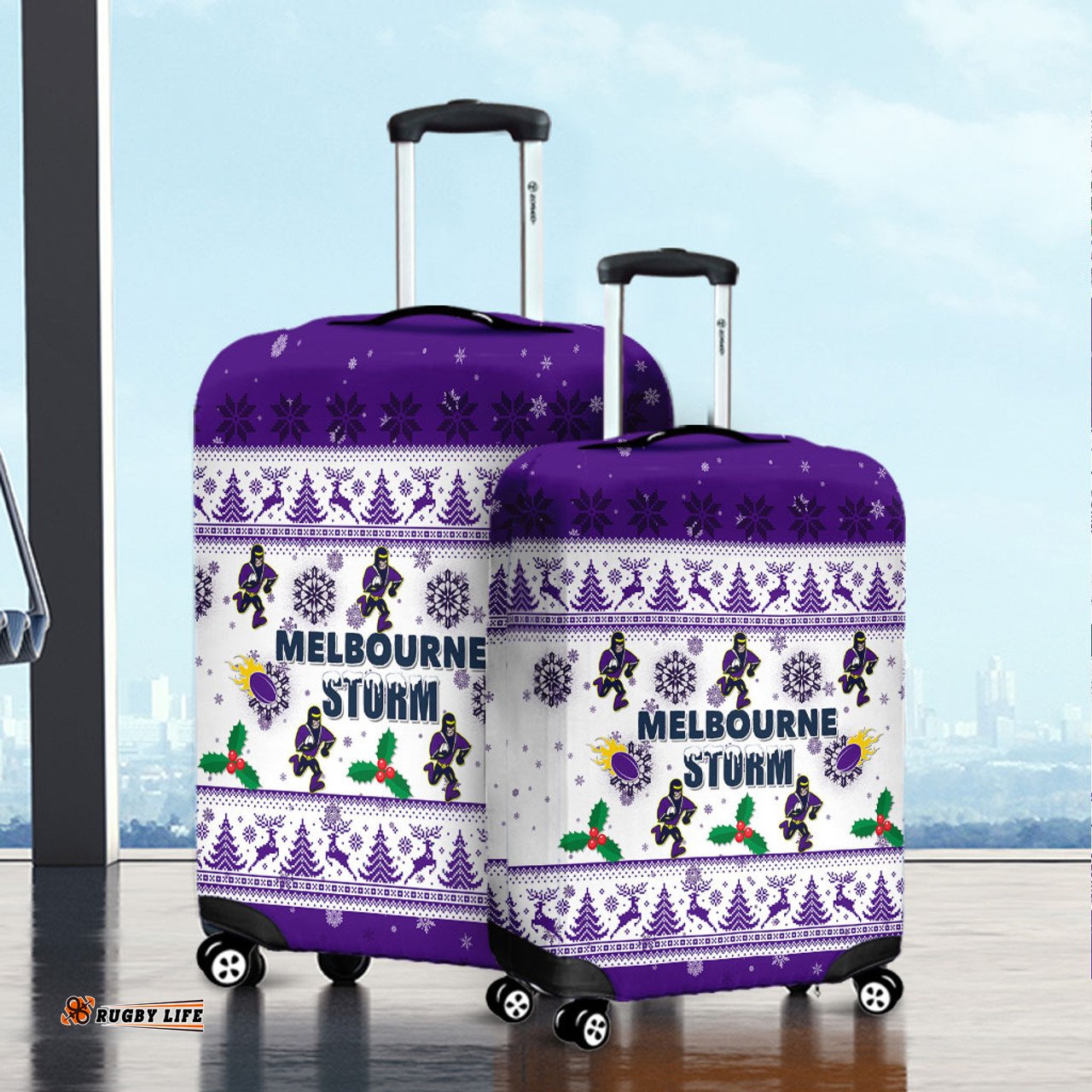 Melbourne Storm Christmas Melbourne Storm Special Ugly Christmas Luggage Cover