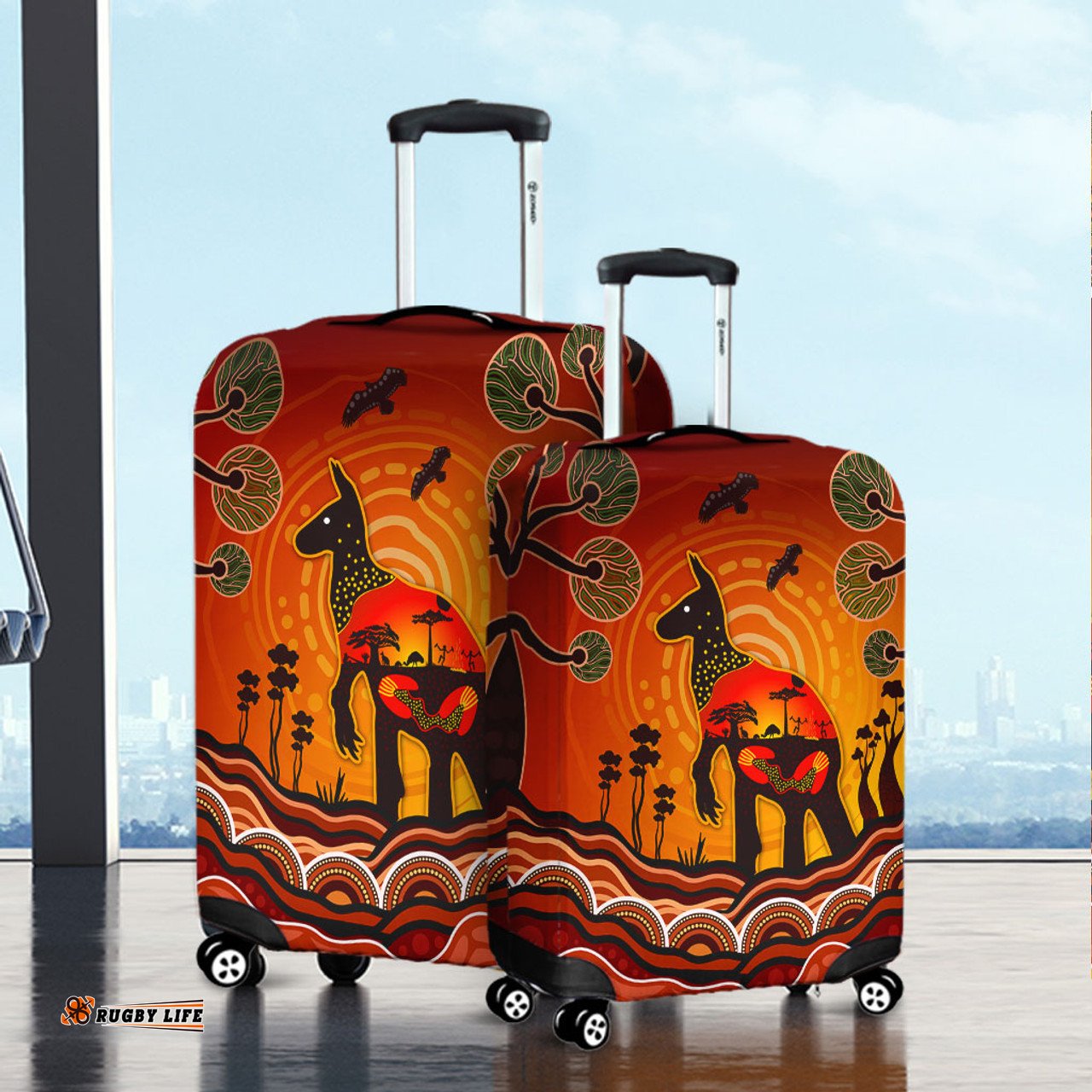 Australia Aboriginal Indigenous Kangaroo With Dot Painting Pattern Luggage Cover