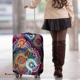 Custom NAIDOC Week 2024 Brisbane Lions Luggage Cover Australia Aboriginal Dot Painting
