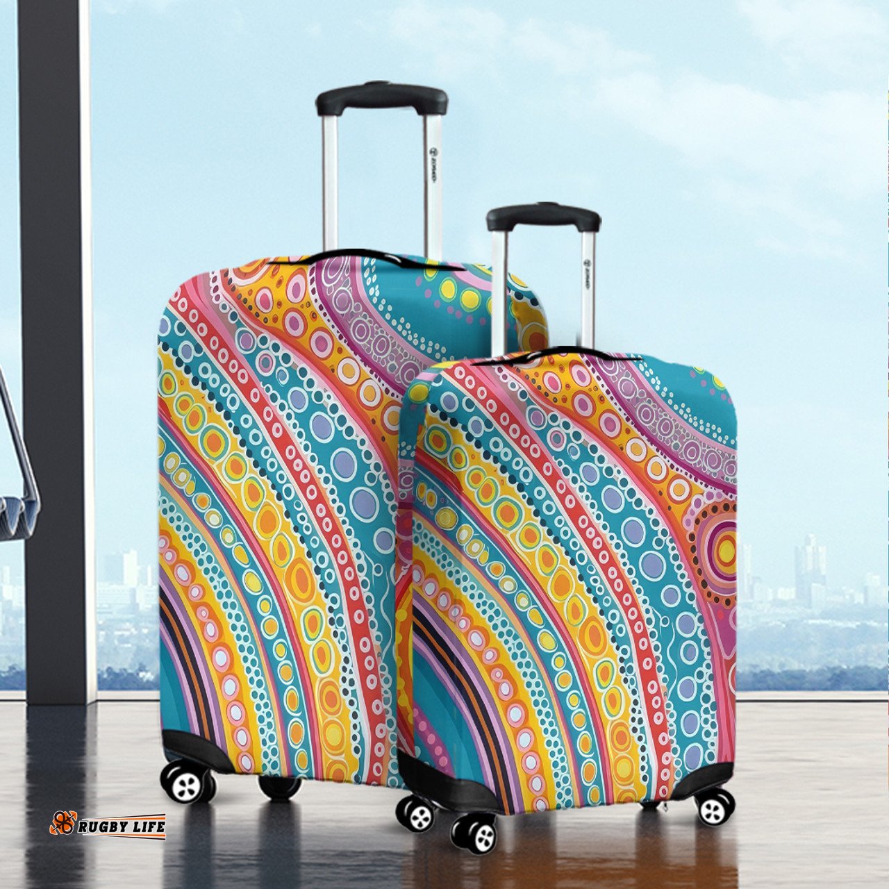 Australia Aboriginal Australian Indigenous Aboriginal Art Vivid Pastel Colours Ver 2 Luggage Cover