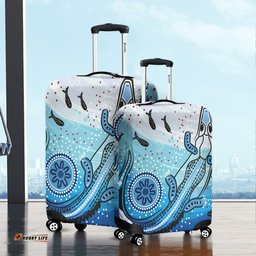 Australia Crocodile Aboriginal Dot Artwork With Crocodile Luggage Cover