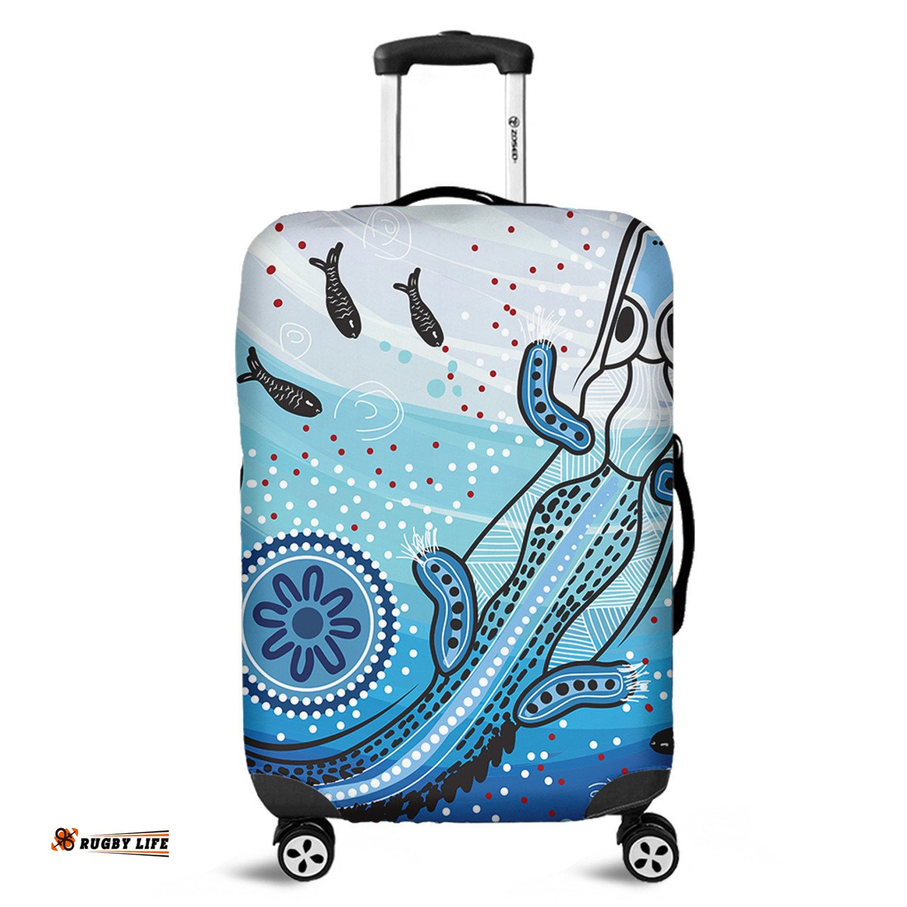 Australia Crocodile Aboriginal Dot Artwork With Crocodile Luggage Cover