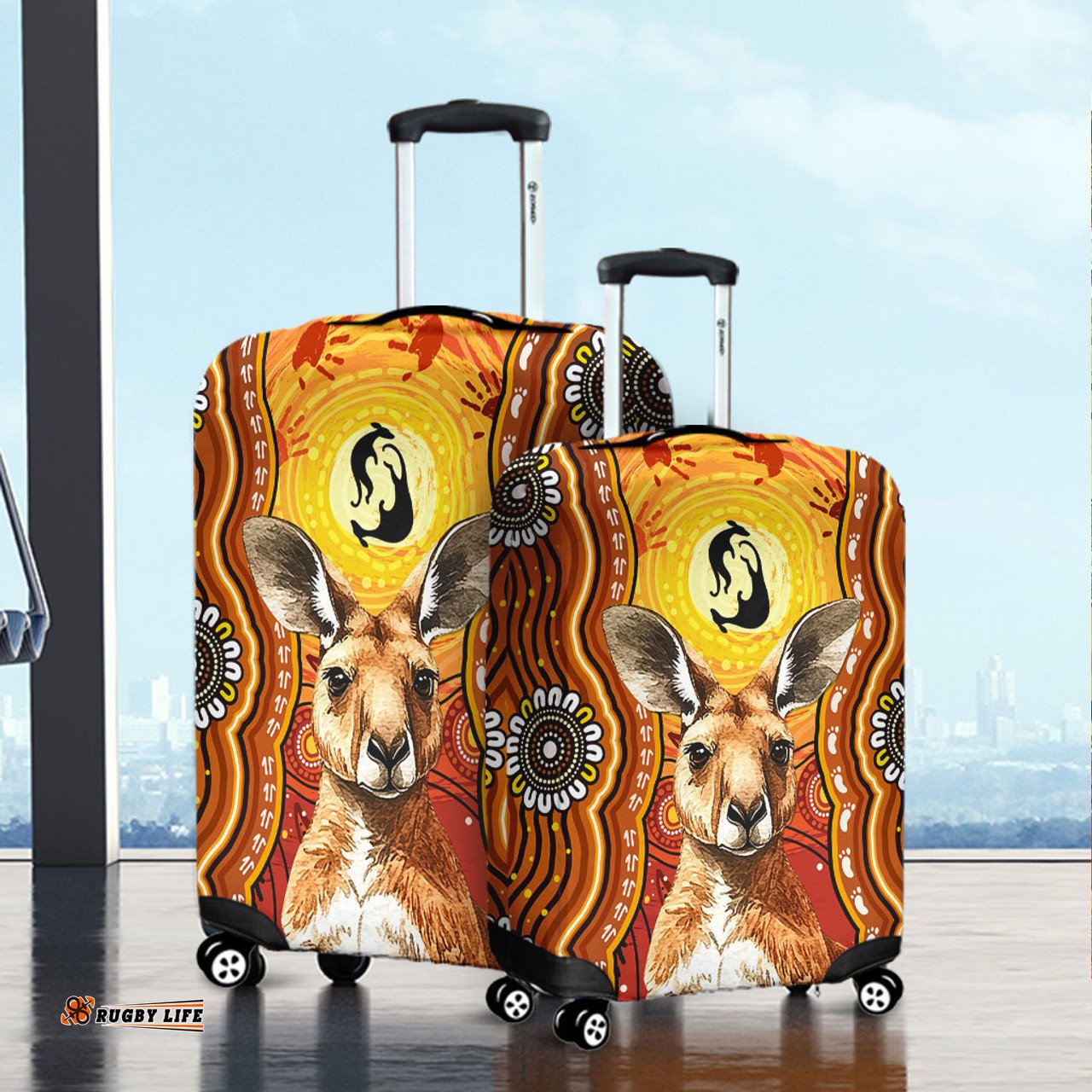 Australia Aboriginal Kangaroo Dreaming With Dot Art Luggage Cover