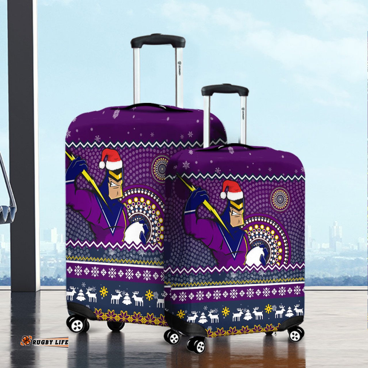 Melbourne Storm Australia Ugly Xmas With Aboriginal Patterns For Die Hard Fans Luggage Cover
