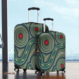 Australia Aboriginal Green Aboriginal Dot Art Style Vector Painting Luggage Cover